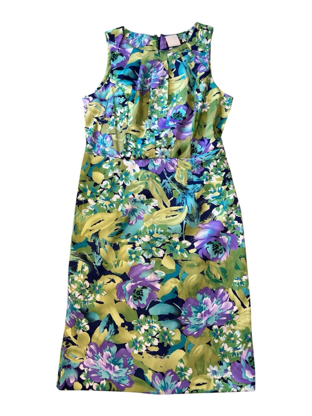 🌹🌹Jessica Green, Purple & Teal Floral Sleeveless Sheath Dress